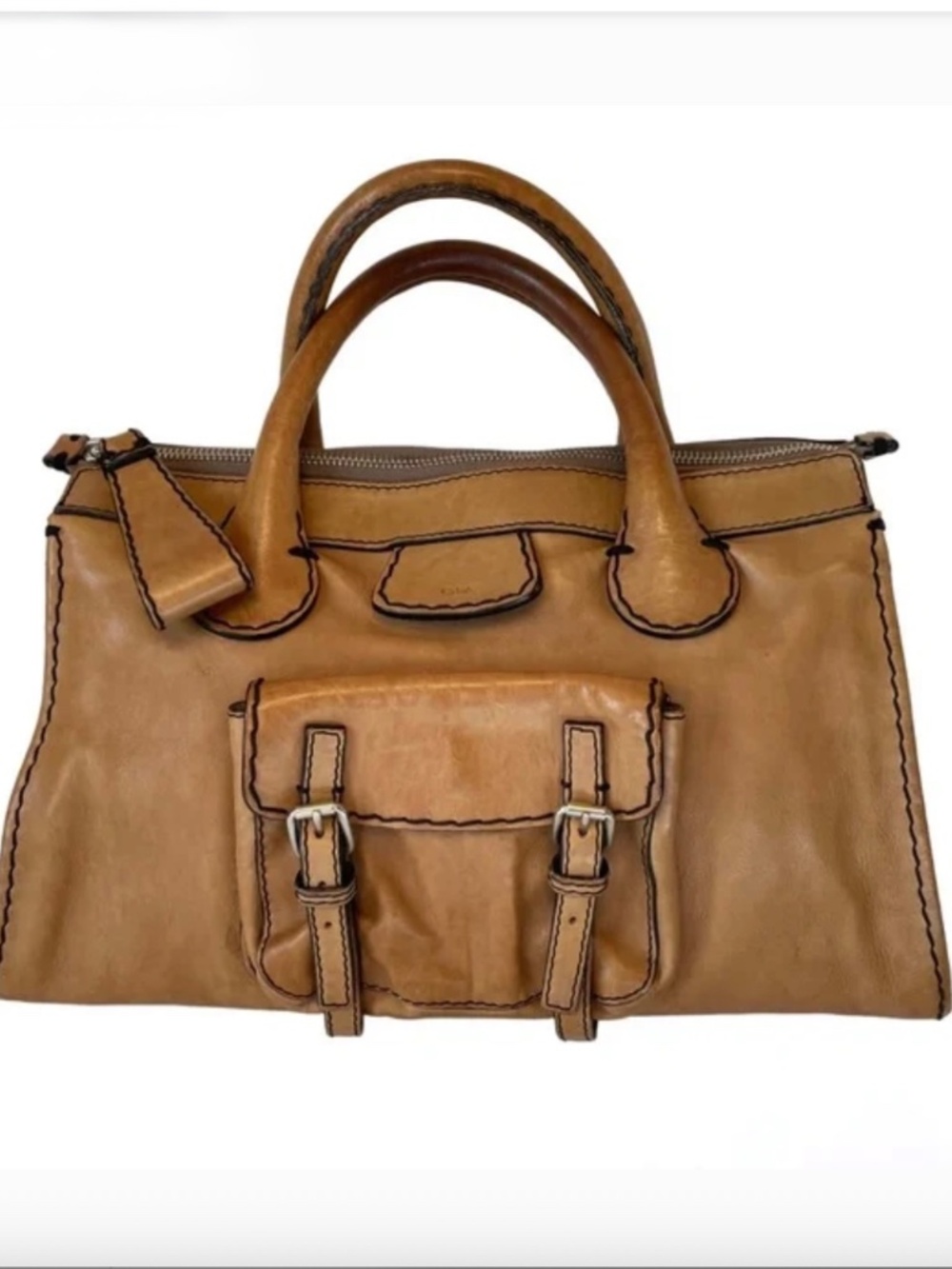 Chloe Edith Large Hand Bag Brown Leather